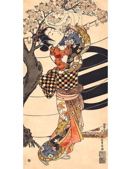 Cortesanas admirando los cerezos en flor