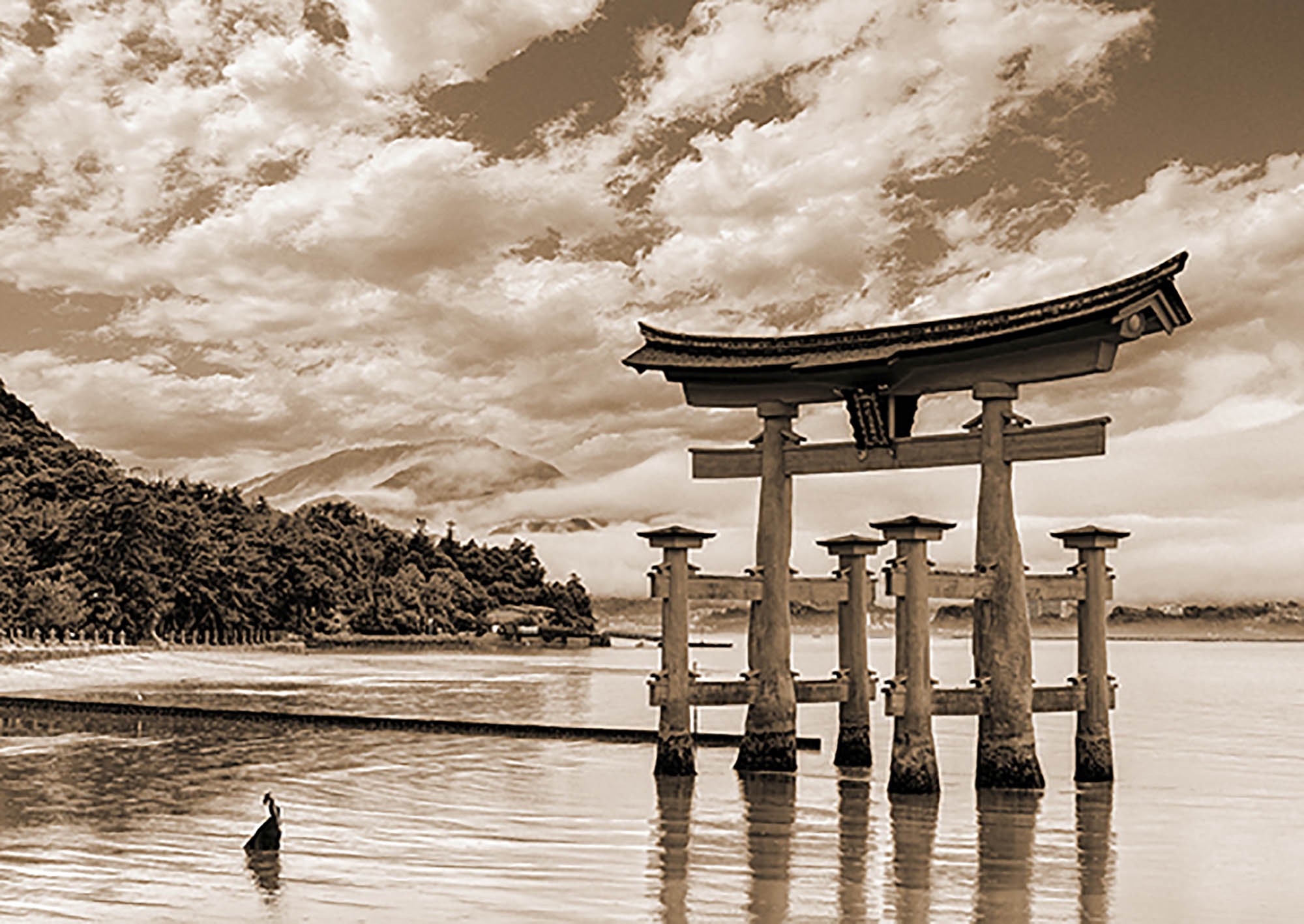 Santuario Itsukushima, Hiroshima, Japón (BW)