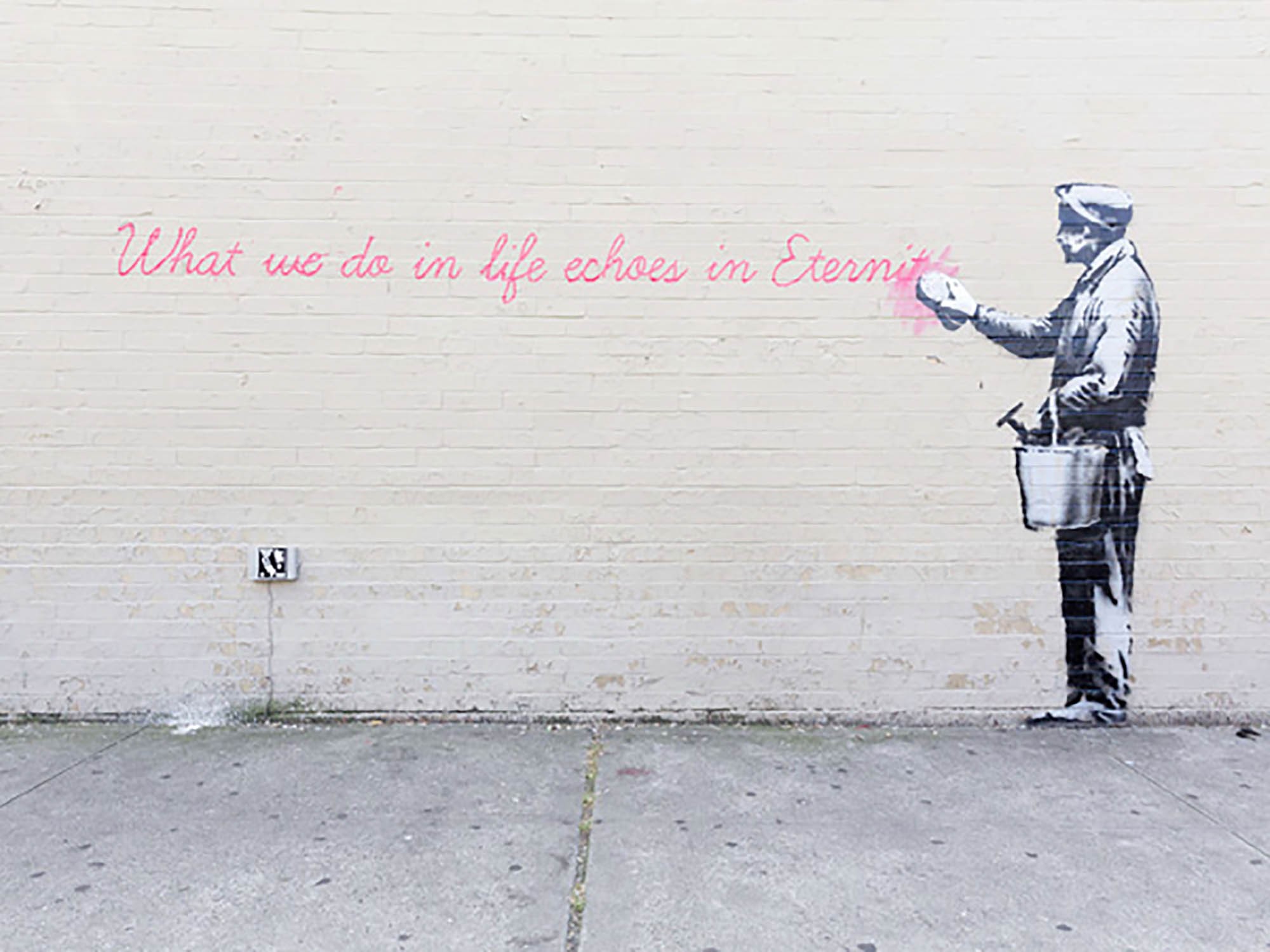 Calle 68/Avenida 38, Queens, Nueva York (graffiti atribuido a Banksy)