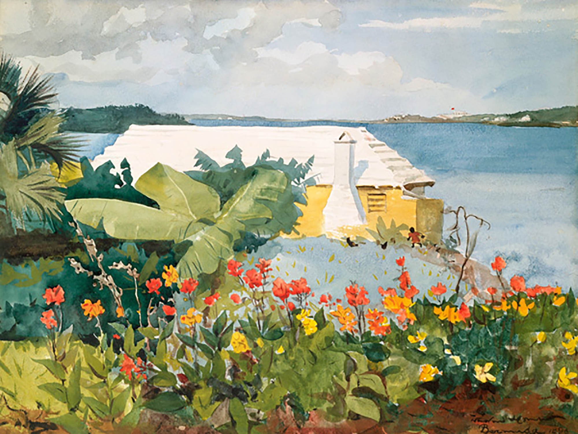 Jardín de flores y bungalow, Bermudas