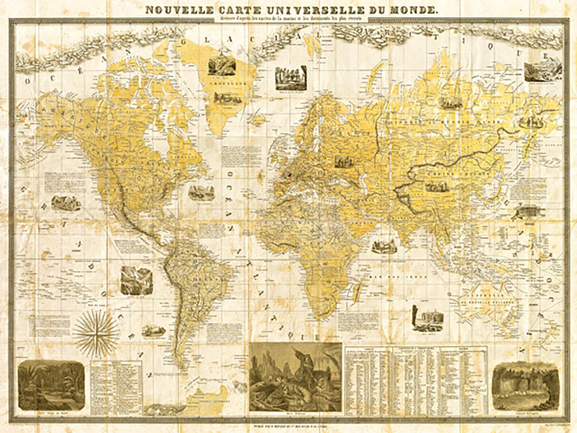Mapa del mundo dorado de 1859