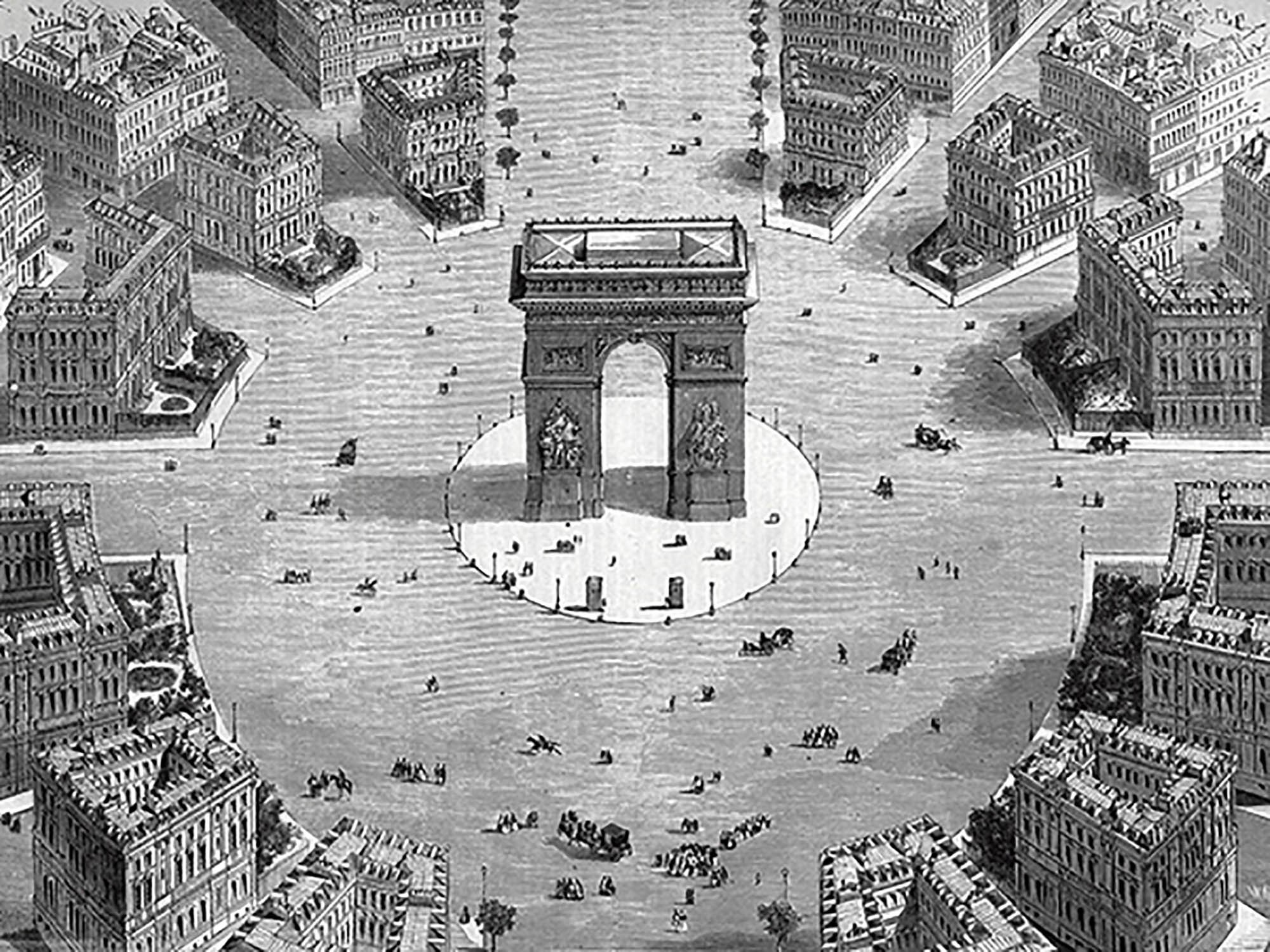 Ilustración de la Place de l'Etoile, 1857 (detalle)