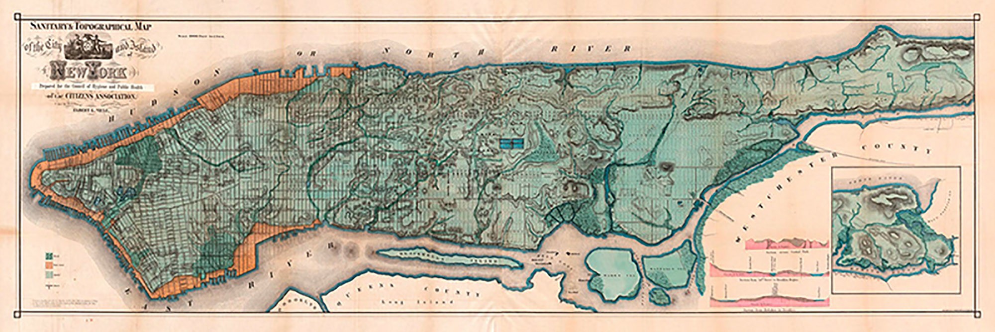 Mapa de la isla de Manhattan, 1865