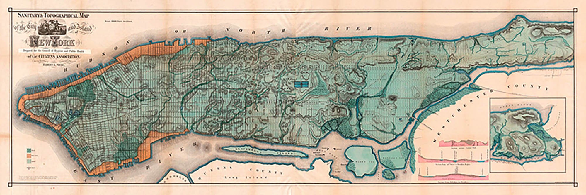 Mapa de la isla de Manhattan, 1865