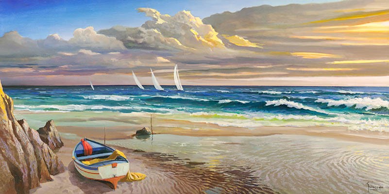 Puesta de sol en la costa