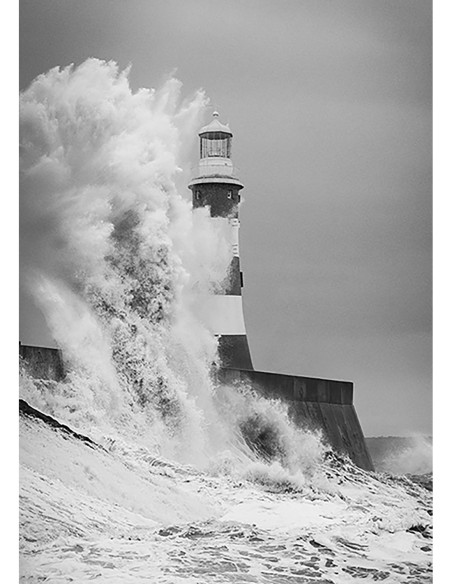 Faro del Mar del Norte (blanco y negro)