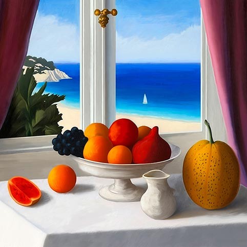 Naturaleza muerta y ventana I (detalle)