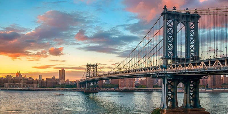 Puente de Manhattan al atardecer, Nueva York