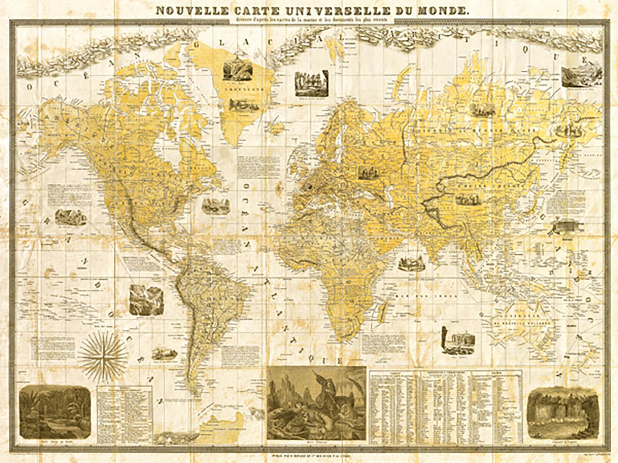 Mapa del mundo dorado de 1859