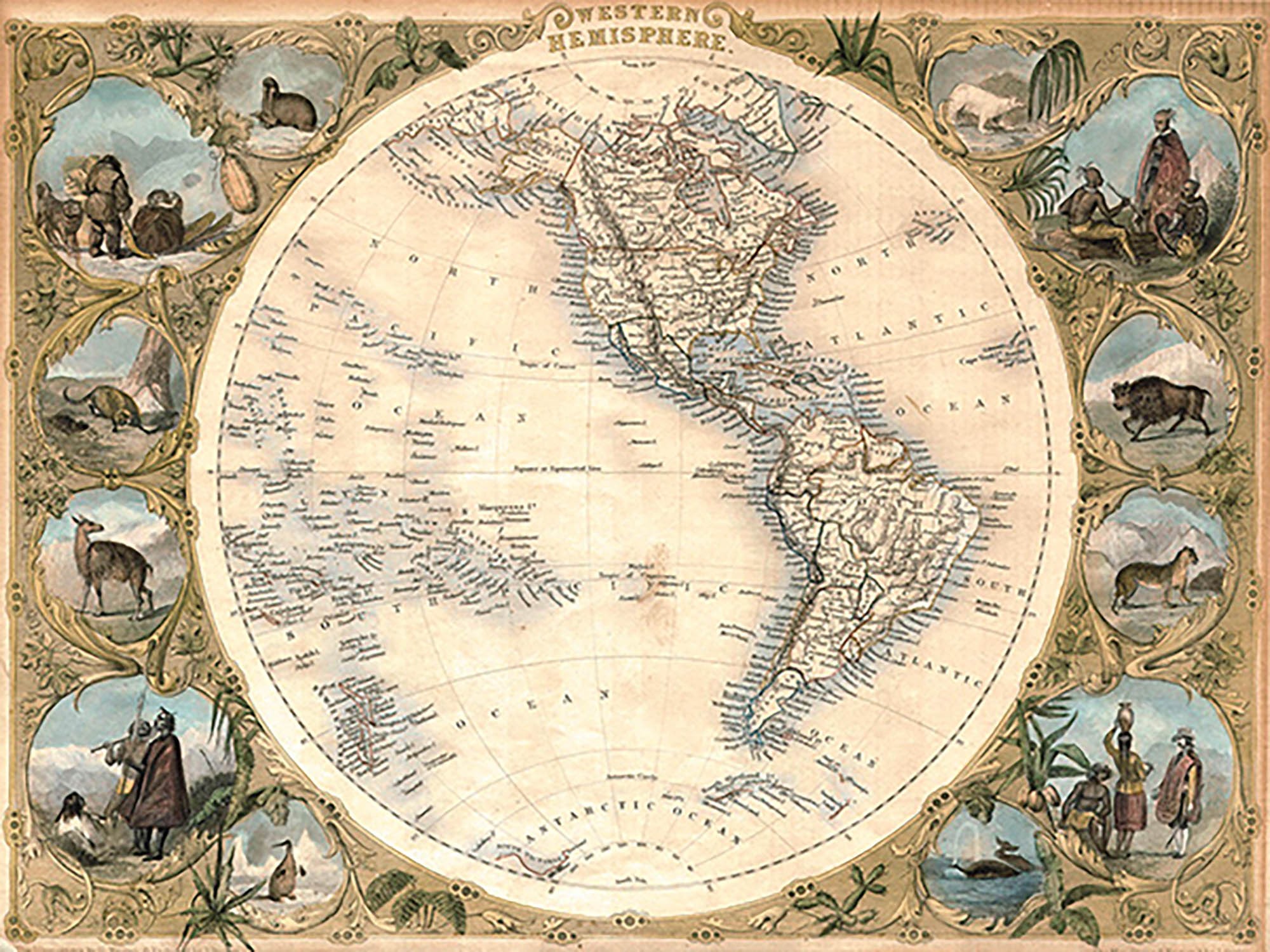 Mapa del hemisferio occidental, 1850