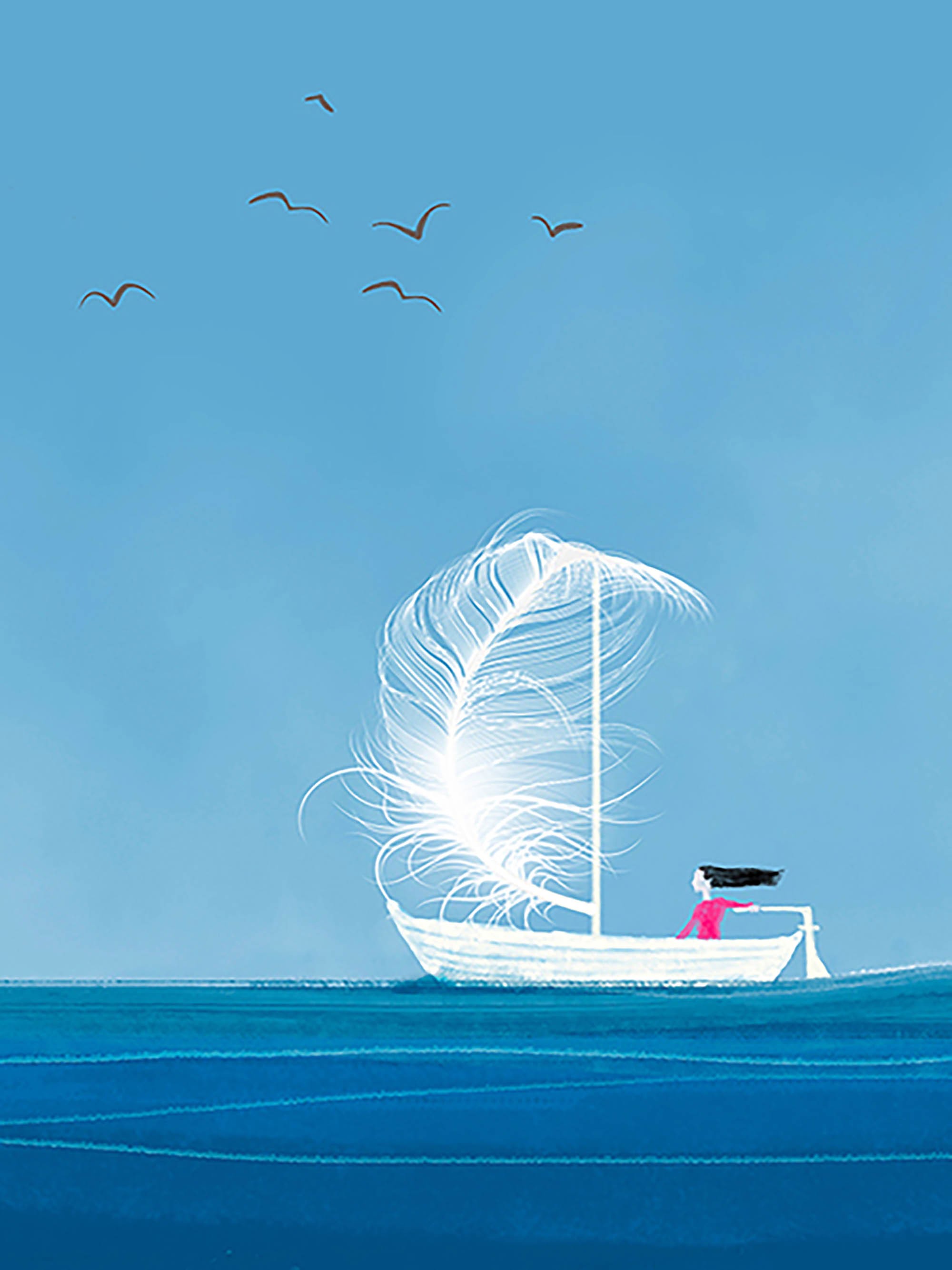 Navegando por el mar tranquilo (detalle)