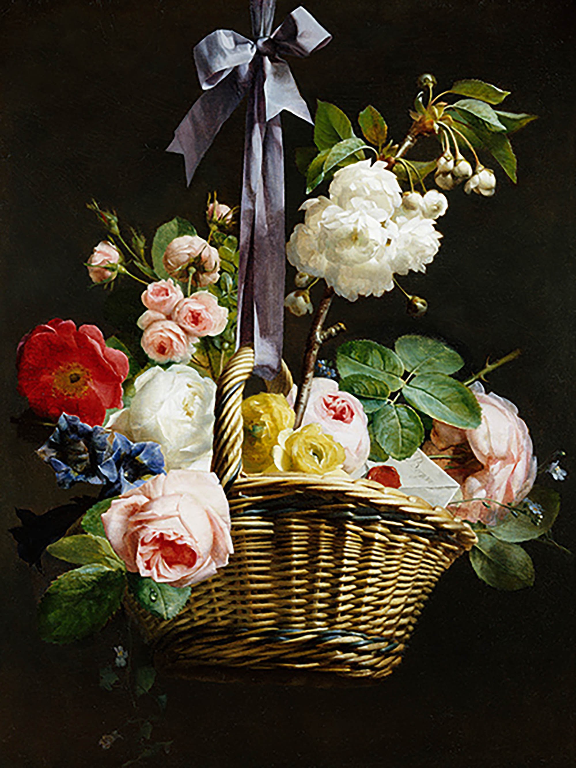 Una romántica cesta de flores