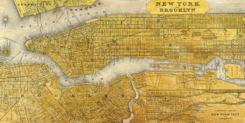 Mapa dorado de Nueva York