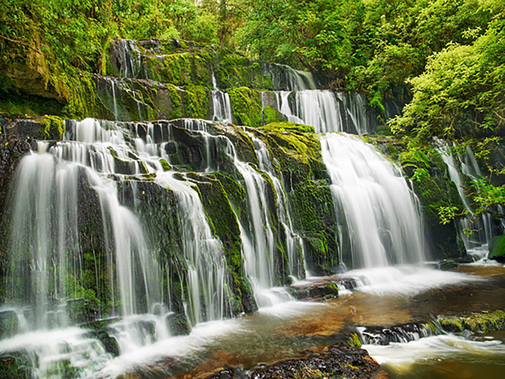 Cascada Cataratas Purakaunui, Nueva Zelanda