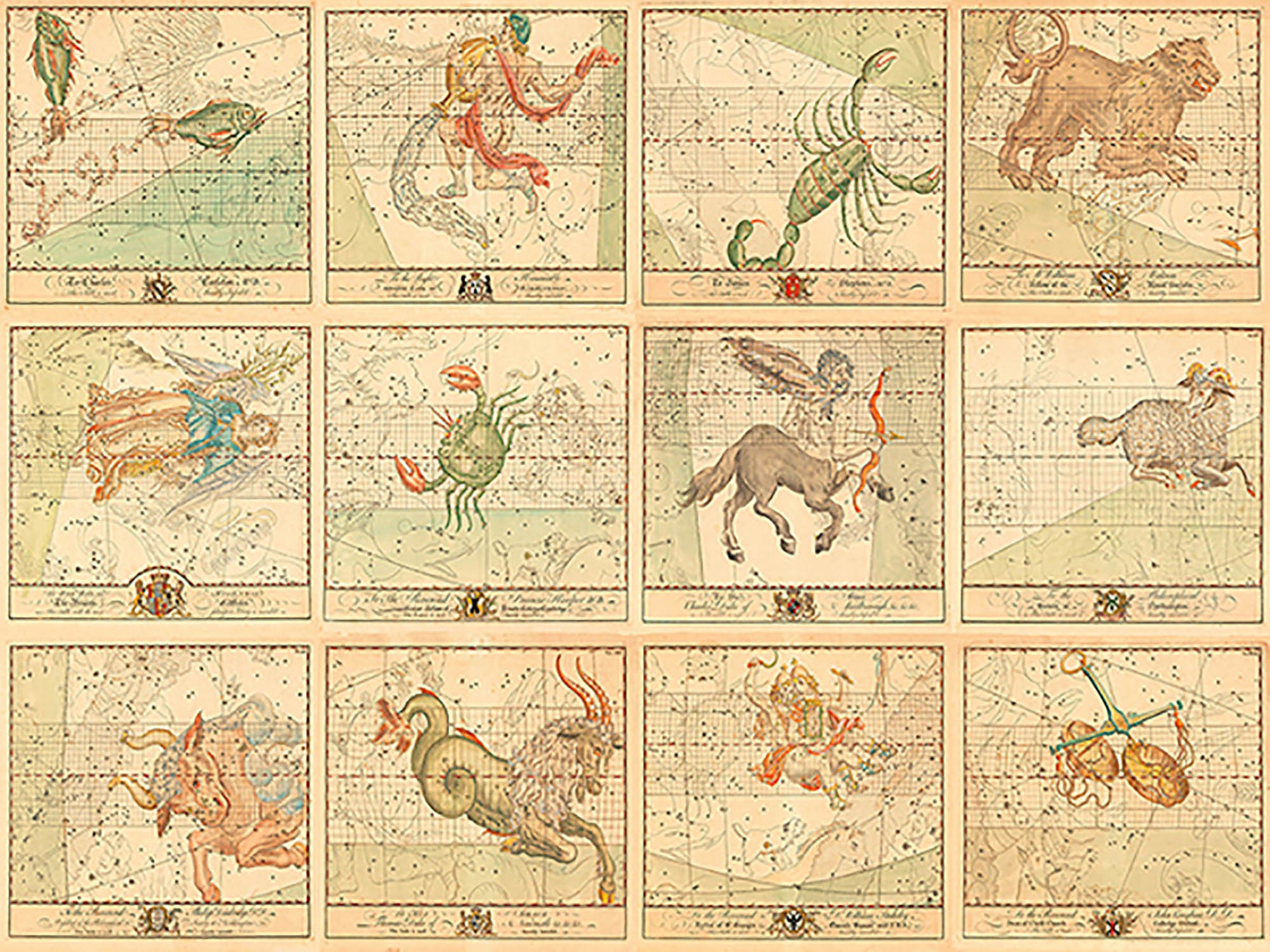 Cartas estelares de los signos del Zodíaco