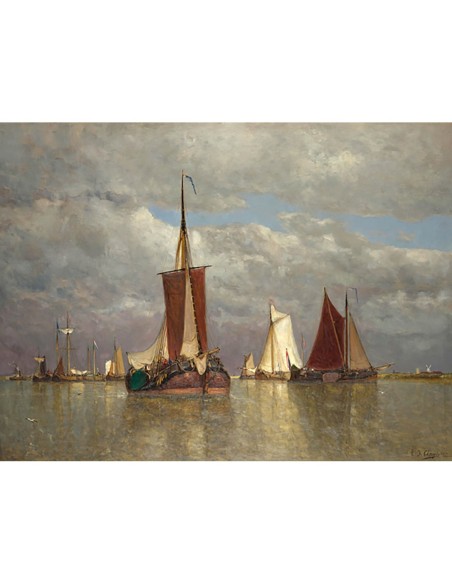 Barcos anclados cerca de Dordrecht