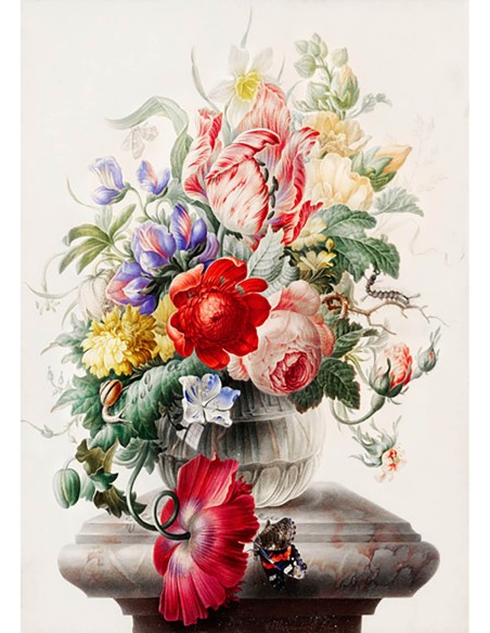 Flores en un jarrón de cristal