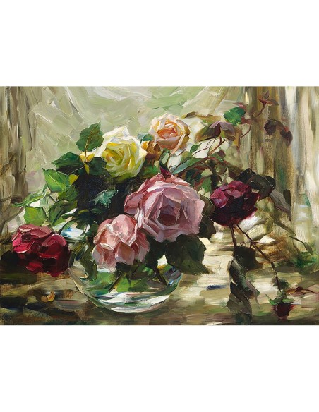 Rosas sobre un mantel