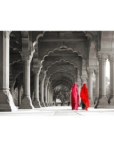 Mujeres con vestimenta tradicional, India (BW)