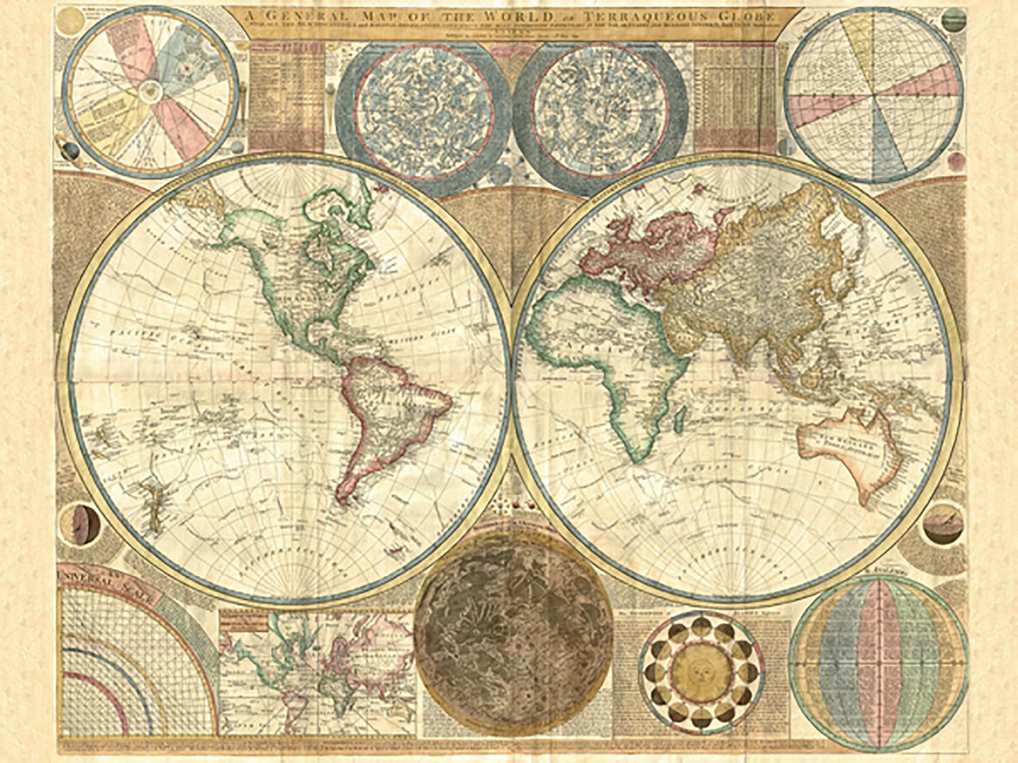 Mapa del mundo de dos hemisferios, 1794