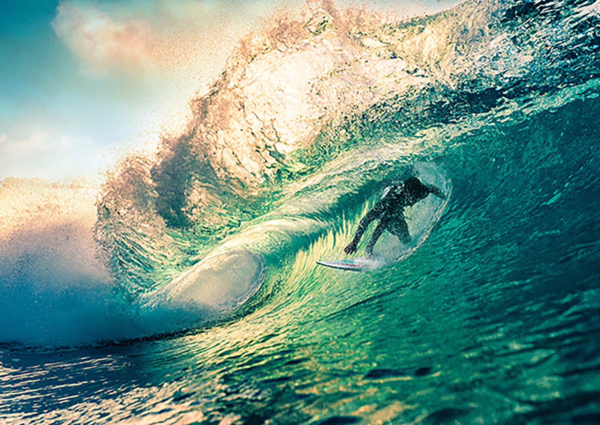 Surfeando al atardecer, Australia