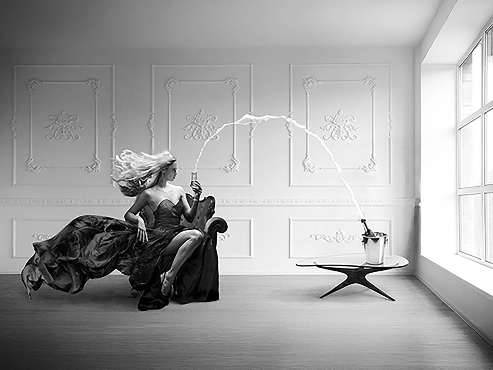 Champagne Zoom (blanco y negro)