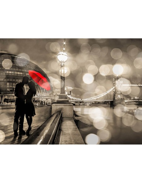 Besos en Londres (detalle, blanco y negro)