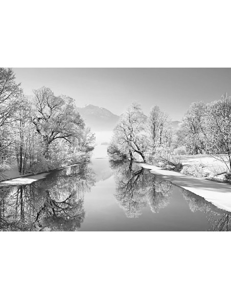 Paisaje invernal en Loisach, Alemania (BW)