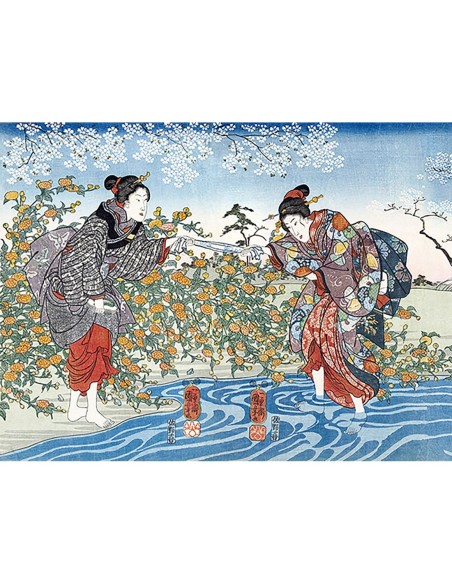 Chicas japonesas junto al río Ide Tama, 1847