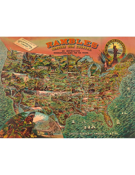 Tablero de juego con mapa de América, 1890