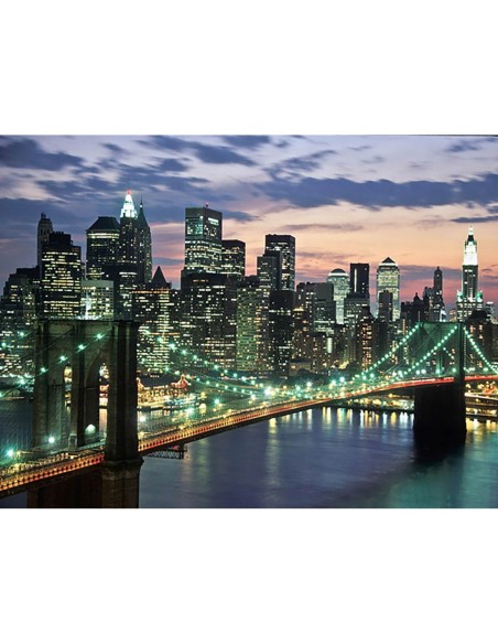 Puente de Brooklyn y horizonte del centro de la ciudad de Nueva York