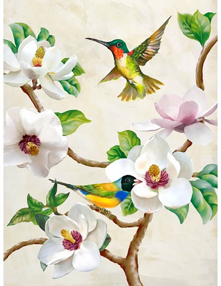 Magnolia y pájaros