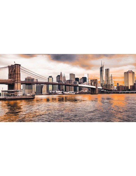 Puente de Brooklyn y el Bajo Manhattan al atardecer, Nueva York