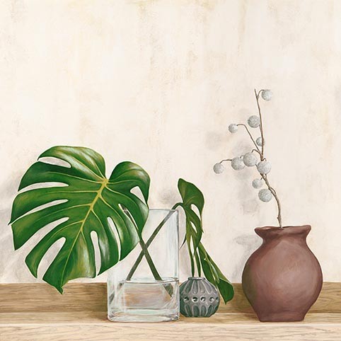 Marco floral sobre mármol blanco I