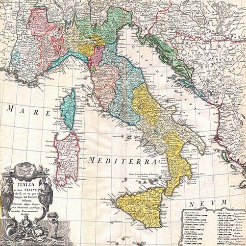 Mapa de Italia, 1742