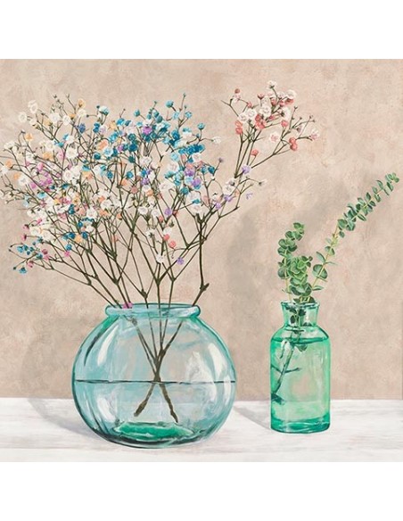 Ambientación floral con jarrones de cristal I