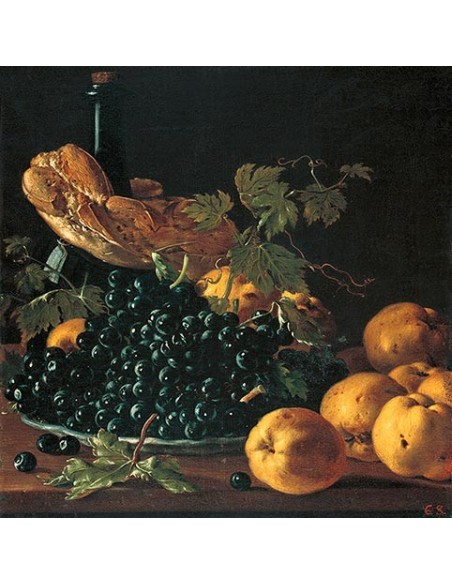 Naturaleza muerta con pan, manzanas, uvas y una botella, c. 1771