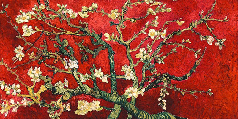 Van Gogh Deco - Almendro en flor (variación roja, detalle)