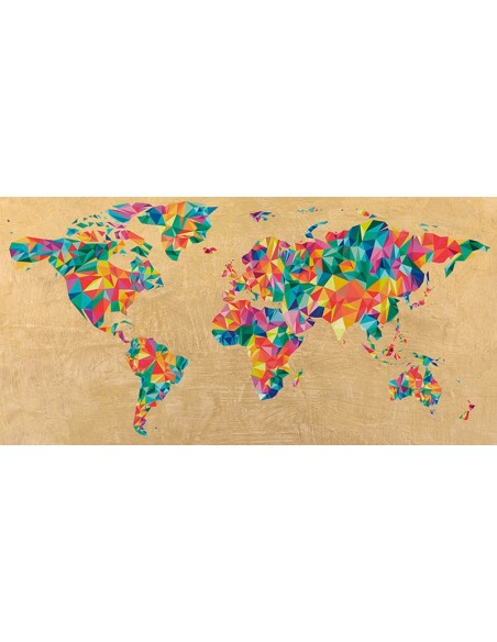 Mapa del mundo multicolor (dorado)