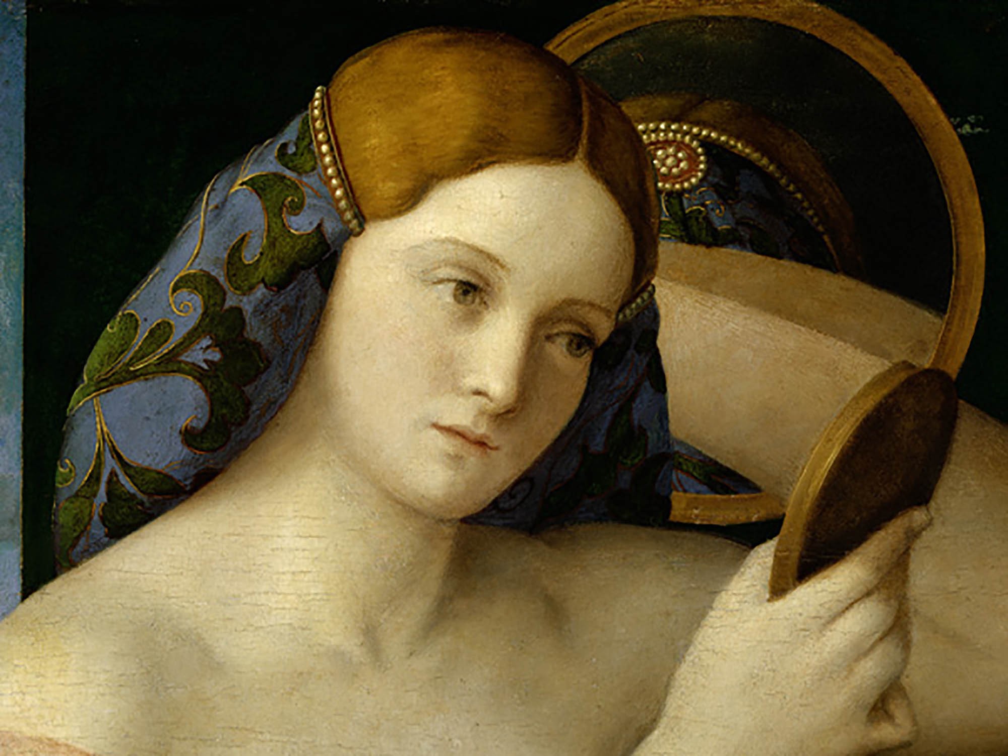 Mujer joven en el espejo (detalle)