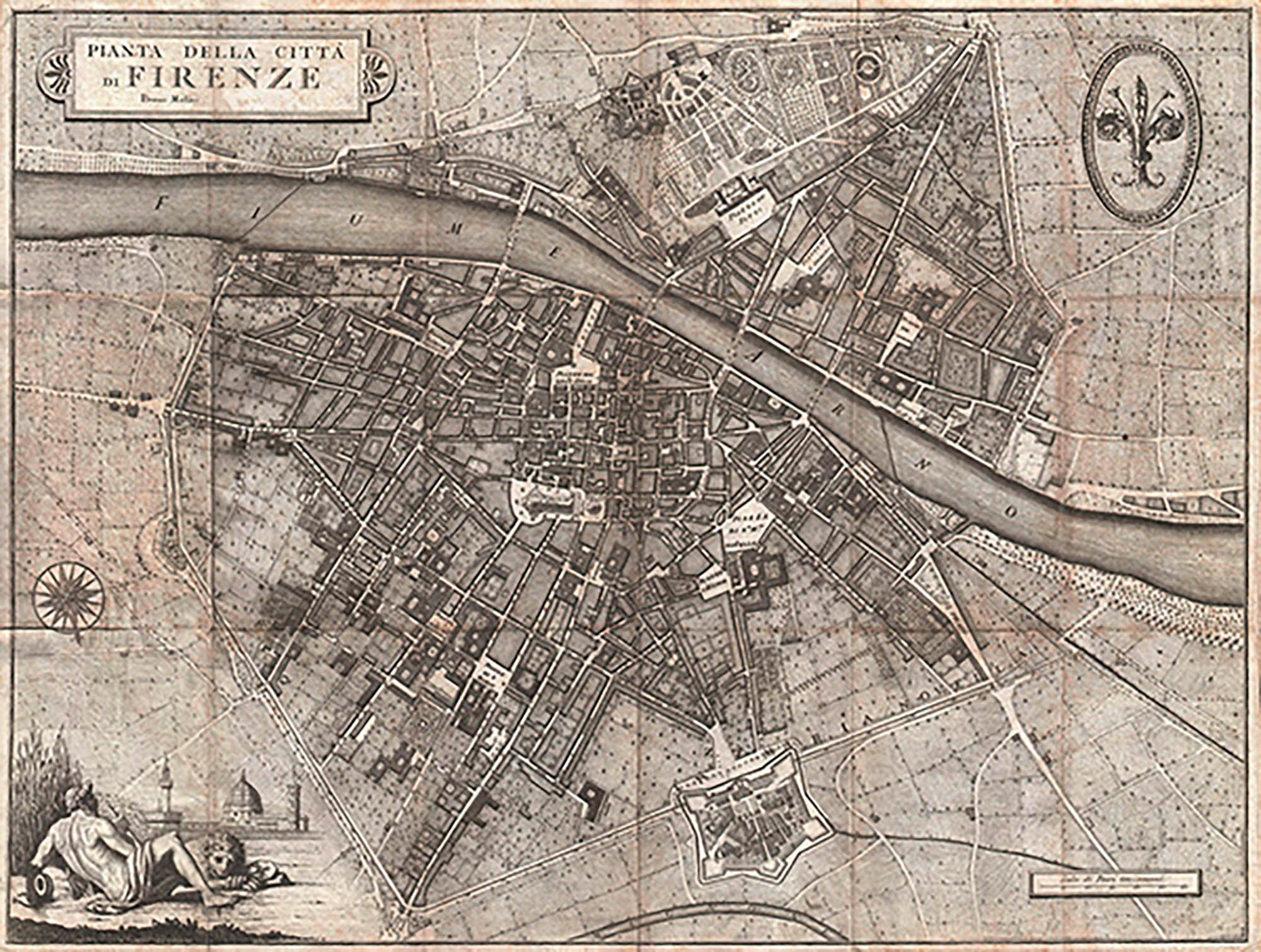 Mapa de la ciudad de Florencia, 1847