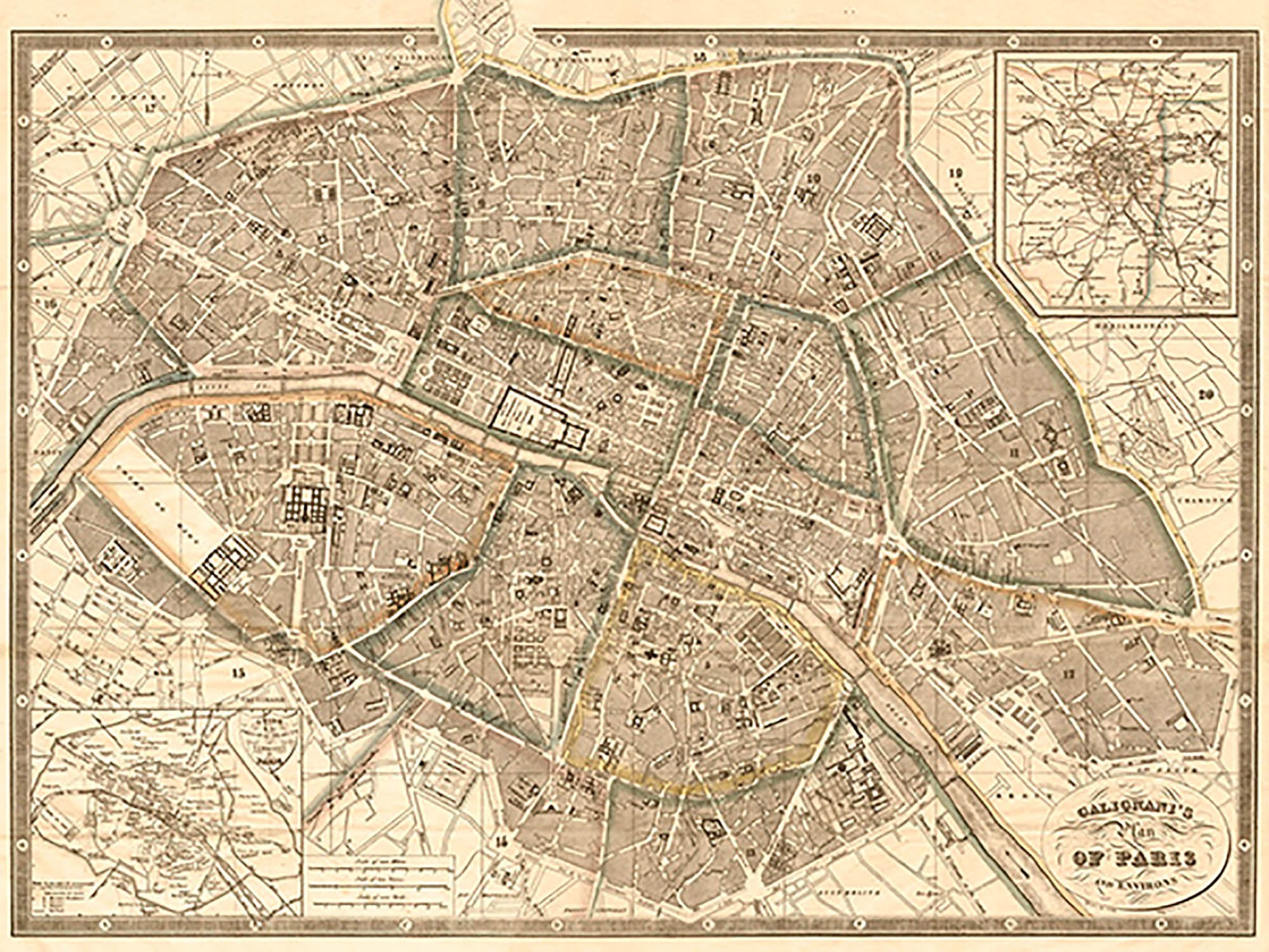 Plano de París y alrededores, 1865
