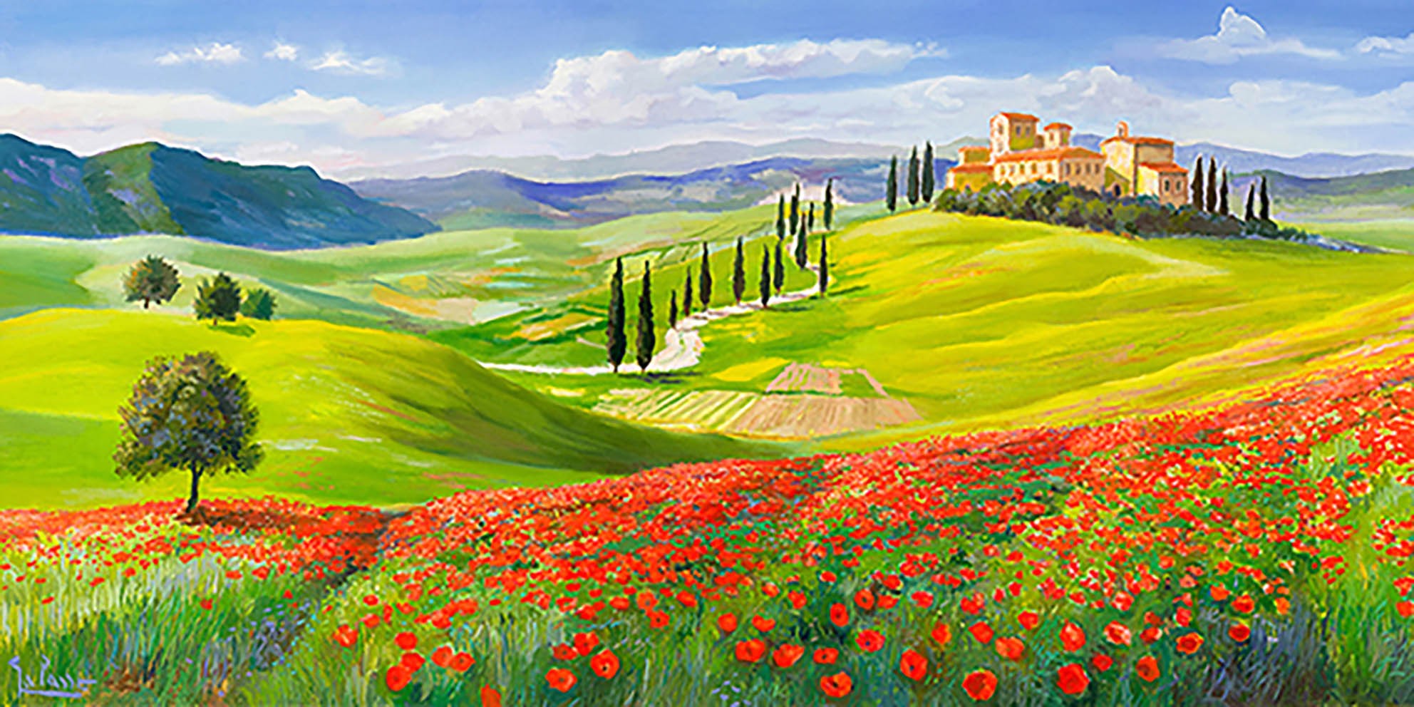 Hacia el pueblo de la Toscana