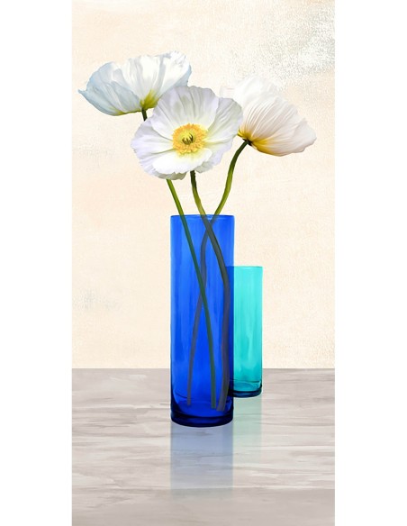 Amapolas en jarrones de cristal (Aqua II)