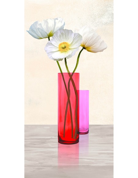 Amapolas en jarrones de cristal (Morado II)