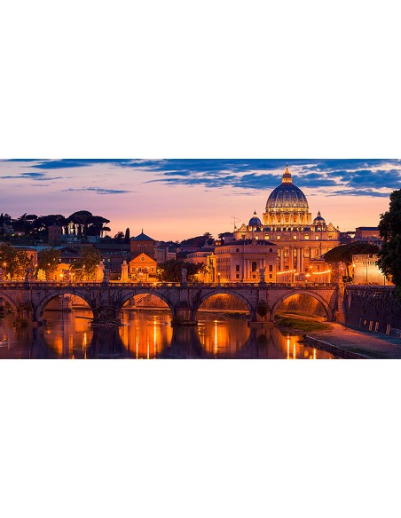 Vista nocturna de la Catedral de San Pedro, Roma