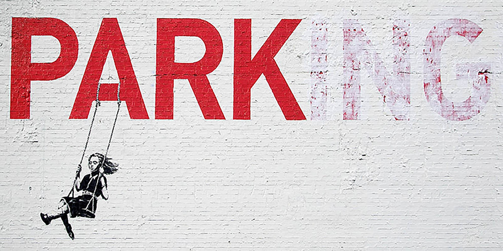 Broadway, Los Ángeles (grafiti atribuido a Banksy - detalle)