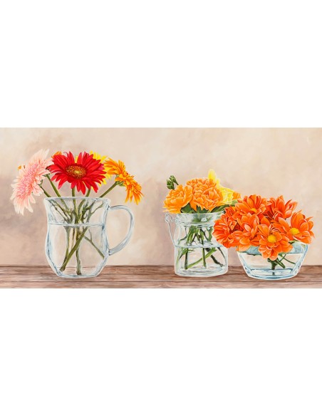 Flores y jarrones amarillos