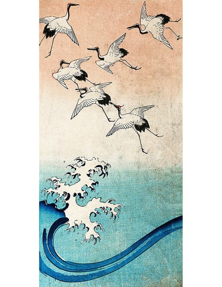 Grúas volando (detalle)