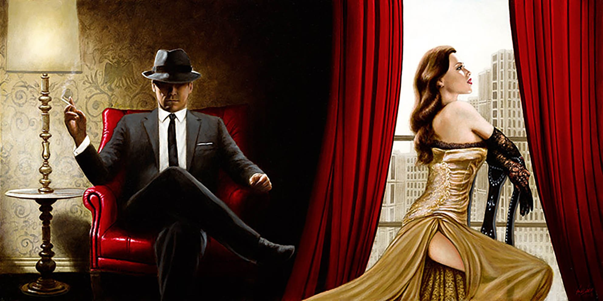 Corbata negra, tacones altos